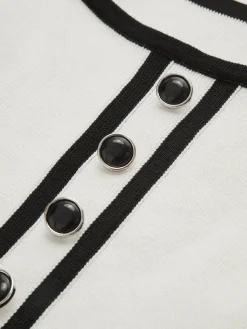 Sale Contrast Trim Stripe Sweater Dress White Dresses|Sweater Dresses