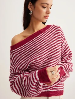 Contrast Trim Striped Swaeter Sweater Tops|Sweaters & Cardigans
