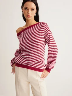 Contrast Trim Striped Swaeter Sweater Tops|Sweaters & Cardigans