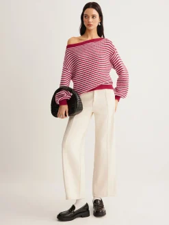 Contrast Trim Striped Swaeter Sweater Tops|Sweaters & Cardigans