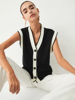 Best Contrast Trim Sweater Vest Sweater Vests|Sweaters & Cardigans