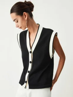 Best Contrast Trim Sweater Vest Sweater Vests|Sweaters & Cardigans