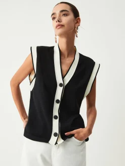 Best Contrast Trim Sweater Vest Sweater Vests|Sweaters & Cardigans