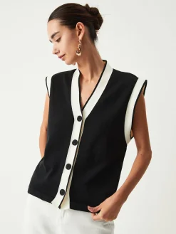 Best Contrast Trim Sweater Vest Sweater Vests|Sweaters & Cardigans