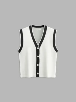 Best Contrast Trim Sweater Vest Sweater Vests|Sweaters & Cardigans
