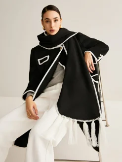 New Contrast Trim Tassel Scarf Accessories