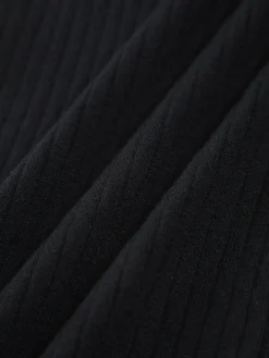 Hot Contrast Trim Wrap Midi Knit Dress Black Dresses|Sweater Dresses