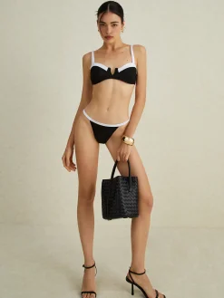 Outlet Contrast Two-Tone Bikini Set Swimwear|Tops