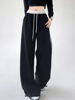 Discount Contrast Waist Wide Leg Pants Wide Leg|Pants