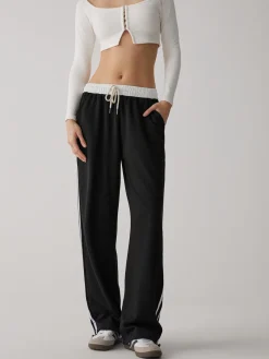 Discount Contrast Waist Wide Leg Pants Wide Leg|Pants