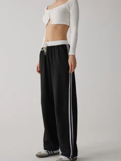 Discount Contrast Waist Wide Leg Pants Wide Leg|Pants