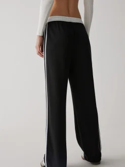 Discount Contrast Waist Wide Leg Pants Wide Leg|Pants