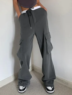 Contrast Waistband Cargo Sweatpants Pants|Knitwear