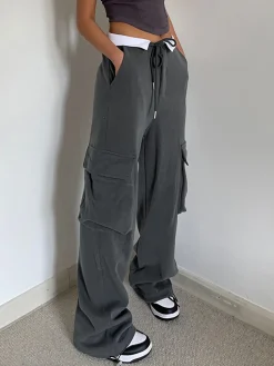 Contrast Waistband Cargo Sweatpants Pants|Knitwear
