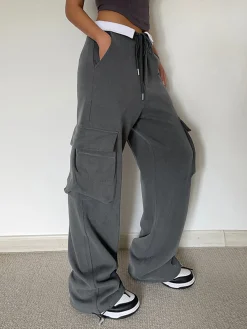 Contrast Waistband Cargo Sweatpants Pants|Knitwear
