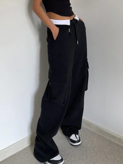 Contrast Waistband Cargo Sweatpants Pants|Knitwear