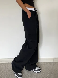 Contrast Waistband Cargo Sweatpants Pants|Knitwear