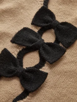 Online Contrast Wave Trim Bow Sweater Sweater Tops|Sweaters & Cardigans