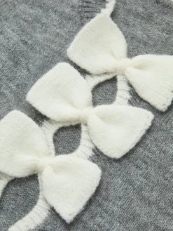 Online Contrast Wave Trim Bow Sweater Sweater Tops|Sweaters & Cardigans