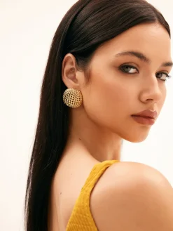Clearance Copper Square Grid Earings Earrings|Accessories