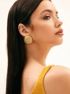 Clearance Copper Square Grid Earings Earrings|Accessories