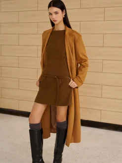 Sale Corduroy Belted Tank Short Dress Casual Dresses|Work Dresses