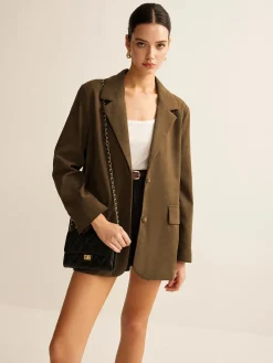 Discount Corduroy Lapel Blazer Outerwear|Blazers