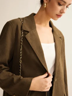 Discount Corduroy Lapel Blazer Outerwear|Blazers