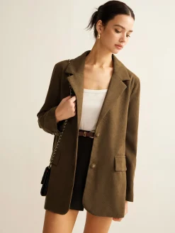 Discount Corduroy Lapel Blazer Outerwear|Blazers