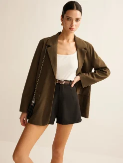 Discount Corduroy Lapel Blazer Outerwear|Blazers