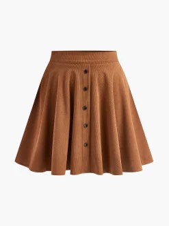 Clearance Corduroy Pleated Mini Skirt Skirts|Bottoms