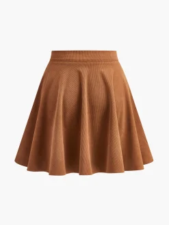 Clearance Corduroy Pleated Mini Skirt Skirts|Bottoms