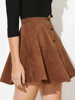 Clearance Corduroy Pleated Mini Skirt Skirts|Bottoms