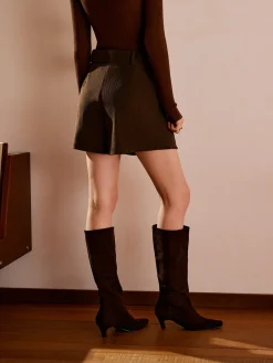 Clearance Corduroy Pockets Belted Skort Skirts|Bottoms