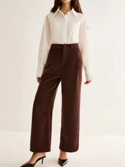 Corduroy Wide-Leg Pants Without Belt Pants|Bottoms