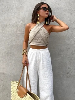 Outlet Cotton & Line Crisscross Halter Tank Top Tank Tops & Camis|Tops