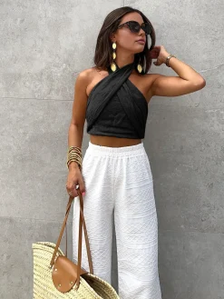 Outlet Cotton & Line Crisscross Halter Tank Top Tank Tops & Camis|Tops