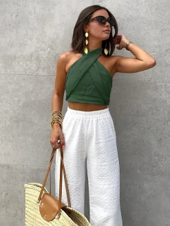 Outlet Cotton & Line Crisscross Halter Tank Top Tank Tops & Camis|Tops