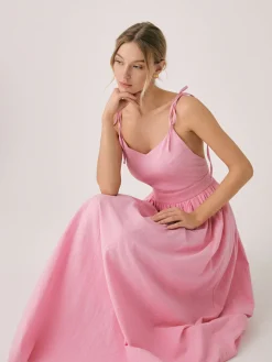 Online Cotton & Linen Backless Long Dress Casual Dresses|Summer Dresses