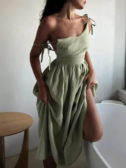 New Cotton & Linen Backless Long Dress Casual Dresses|Summer Dresses