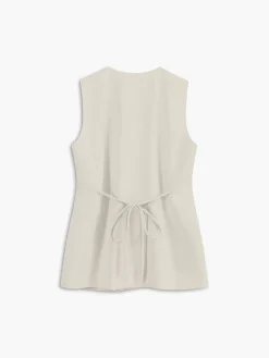 Online Cotton & Linen Button-Front Vest Outerwear|Vests