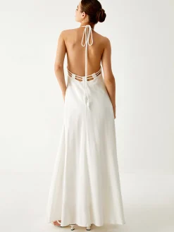 Cotton & Linen Cami Long Dress White Dresses|Cocktail & Party Dresses