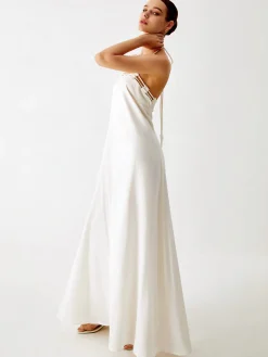 Cotton & Linen Cami Long Dress White Dresses|Cocktail & Party Dresses