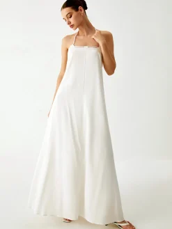 Cotton & Linen Cami Long Dress White Dresses|Cocktail & Party Dresses