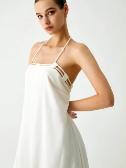 Cotton & Linen Cami Long Dress White Dresses|Cocktail & Party Dresses