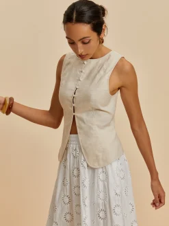 Online Cotton & Linen Casual Sleeveless Blouse Blouses & Shirts|Tops