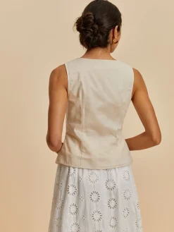Online Cotton & Linen Casual Sleeveless Blouse Blouses & Shirts|Tops
