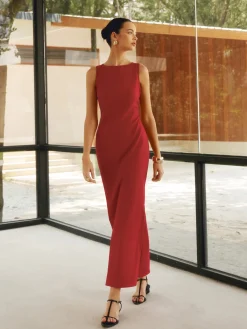 Discount Cotton & Linen Crisscross Long Dress Casual Dresses|Work Dresses