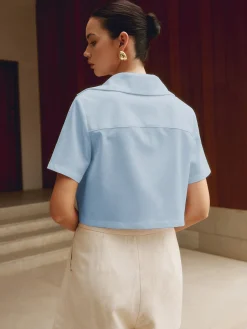 Discount Cotton & Linen Cropped Shirt Crop Tops|Blouses & Shirts