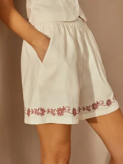 Cotton & Linen Embroidery Shorts Set Shorts Sets|Shorts